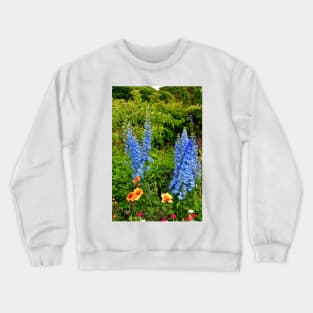 Blue Delphiniums Summer Flowers Crewneck Sweatshirt